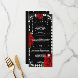 Romantic Red Roses And Diamonds Wedding Menu