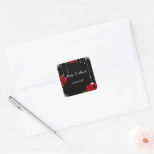 Romantic Red Roses And Diamonds Wedding Seal