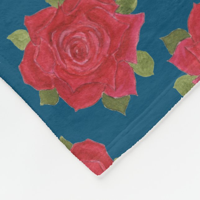 Romantic Red Roses Custom Fleece Blanket (Corner)