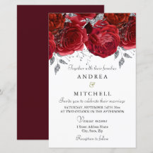 Romantic Red Roses Discount Budget Wedding Invite