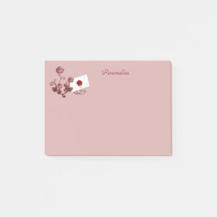 Romantic Red Roses & Envelope Seal Personalize Post-it Notes