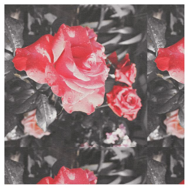 Romantic Red Roses Fabric (Close Up)
