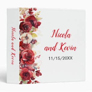Romantic Red Roses Floral Wedding  Photo Album Binder