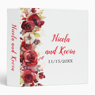 Romantic Red Roses Floral Wedding Photo Album Binder