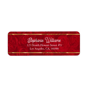 Romantic Red Roses Gold Stripes Accent