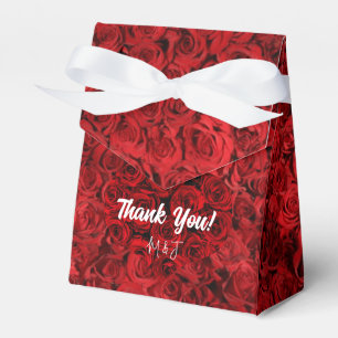 Romantic Red Roses Heart Floral Wedding Thank You Favor Box