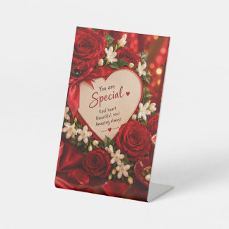 Romantic Red Roses & Jasmine You Are Special Heart Pedestal Sign