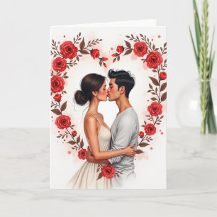 Romantic Red Roses Kiss Card