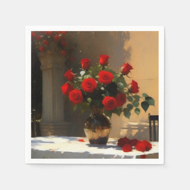 Romantic Red Roses Napkin (Front)