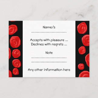 Romantic red roses on black background. Custom RSVP Card
