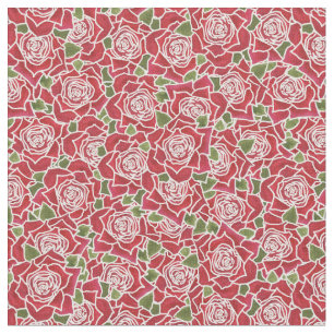 Romantic Red Roses Pattern Fabric