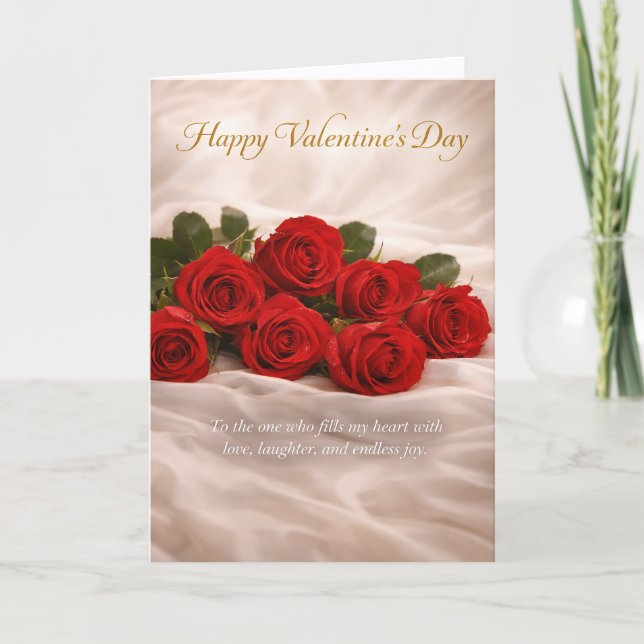 Romantic Red Roses Valentine’s Day Greeting Card (Front)