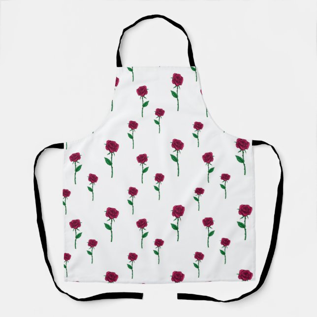 Romantic red roses Valentine's Day pattern Apron (Front)