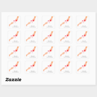 "Romantic Red String of Fate Hands & Hearts – Eter Square Sticker