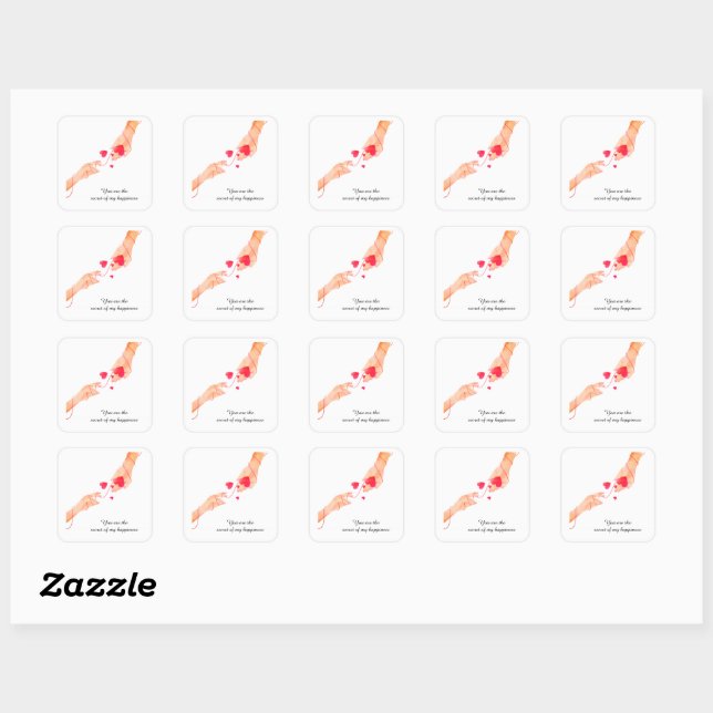 "Romantic Red String of Fate Hands & Hearts – Eter Square Sticker (Sheet)
