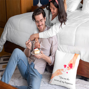 "Romantic Red String of Fate Hands & Hearts – Eter Throw Pillow