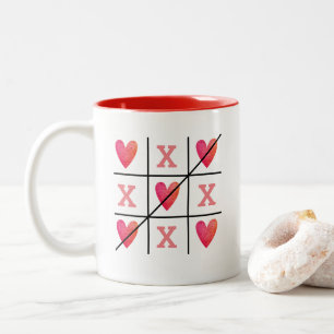 Romantic Red Valentine Hearts Two-Tone Coffee Mug