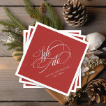 Romantic Red We Do Calligraphy Wedding Napkin<br><div class="desc">Capture a romantic mood at your wedding reception or party with this vivid red paper napkin embellished with elegant silver calligraphy "We Do" text. Personalize with the bride and groom's names and wedding date. This napkin design is available in cocktail, luncheon or diner size napkins with your choice of plain...</div>
