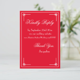 Romantic Red Wedding Chic White Script RSVP Enclosure Card
