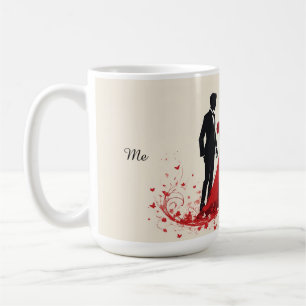 Romantic Red Wedding Silhouette of Bride and Groom Coffee Mug