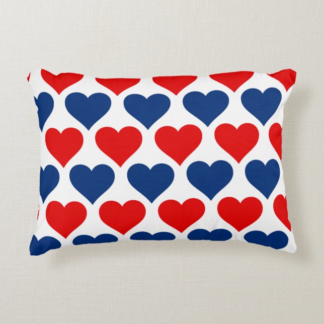 Romantic Red, White and Blue Double Sided Accent Pillow (Front)