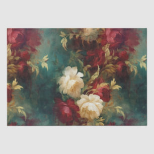 Romantic Red White Flowers Bridal Shower Wedding Tissue Paper
