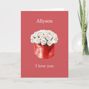 Romantic Red White Roses Love Card