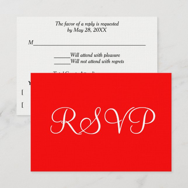 Romantic Red White Wedding RSVP (Front/Back)