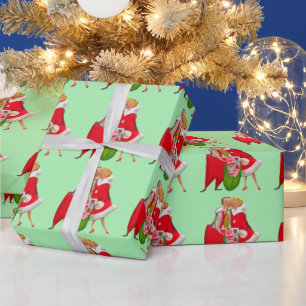 ROMANTIC RETRO CHRISTMAS COUPLE WRAPPING PAPER