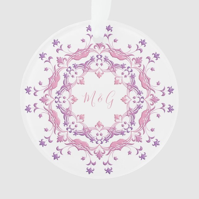 Romantic retro pink Mandala Ornament (Front)
