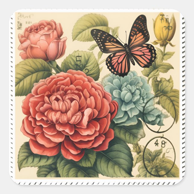 Romantic Retro Stamp Stickers (Front)