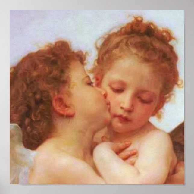 Romantic Reverie - First Kiss by Bouguereau" Poster (Front)