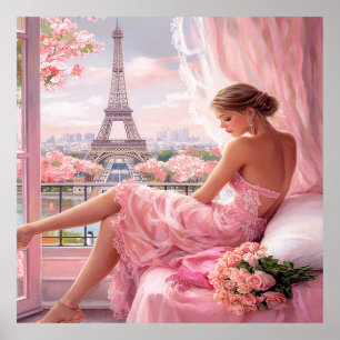 Romantic Reverie in Pink Paris Poster