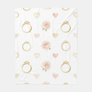 Romantic Rings and Roses Seamless Pattern Fleece Blanket