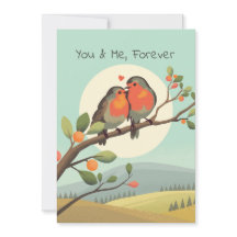 Romantic Robins on a Branch Valentines Day