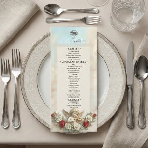 Romantic Rococo Cherub Violin Vintage Menu