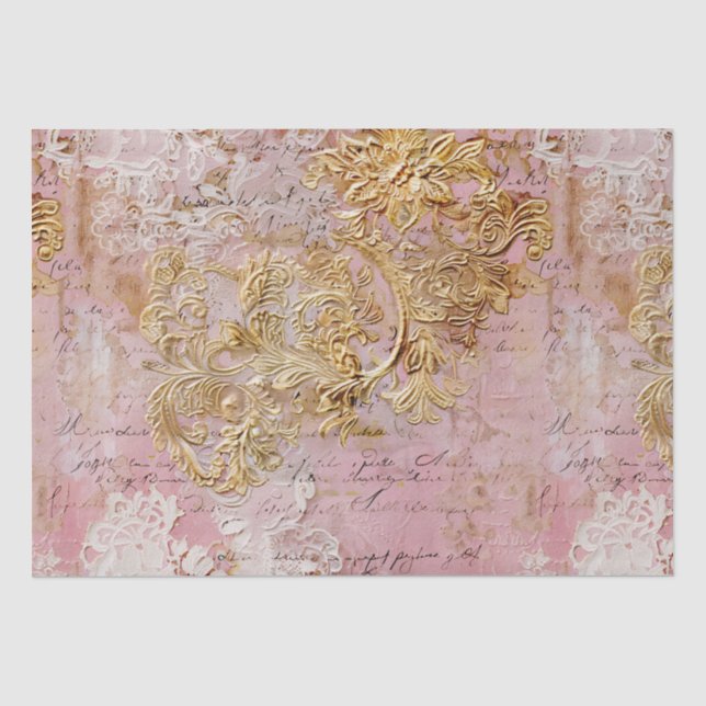 Romantic Rococo Dusty Rose Antique Lace  Tissue Paper (Front)