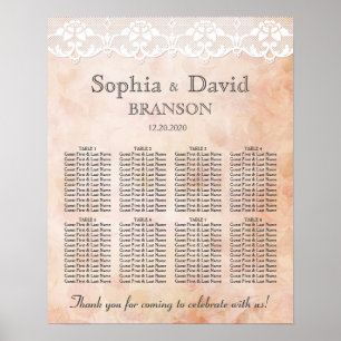 Romantic Rose and Lace Wedding Seating Chart