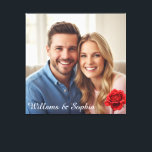 Romantic Rose Custom Couple Photo Anniversary Gift Canvas Print<br><div class="desc">Capture your most cherished memories with this customizable romantic canvas design. Perfect for couples, weddings, or anniversaries, it allows you to upload your own photo and personalize the text with names or special dates. Accented with a classic red rose, this elegant wall art makes a heartfelt keepsake or thoughtful gift....</div>