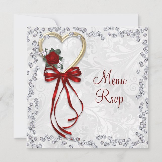 Romantic Rose, Diamonds & Red Ribbon Wedding (Front)