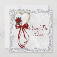 Romantic Rose, Diamonds & Red Ribbon Wedding