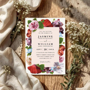 Romantic Rose Elegant Modern QR Code Wedding Invitation