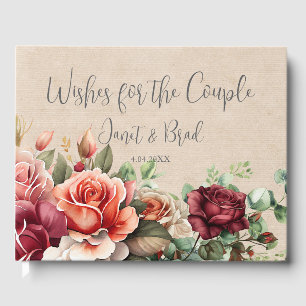 Romantic Rose Floral Eucalyptus Guest Book
