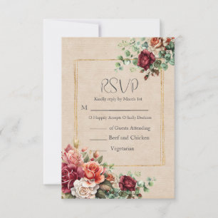 Romantic Rose Floral Eucalyptus Wedding RSVP Card