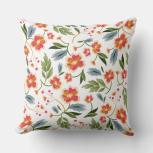 Romantic Rose Floral Seamless Pattern Throw Pillow