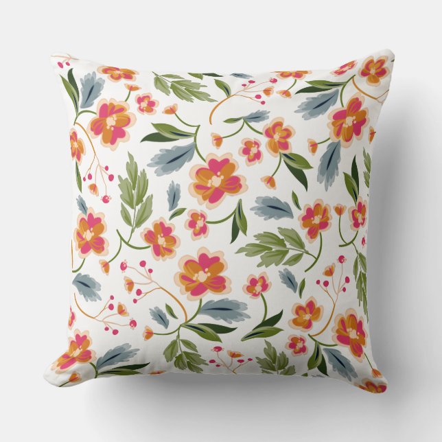 Romantic Rose Floral Seamless Pattern Throw Pillow (Front)