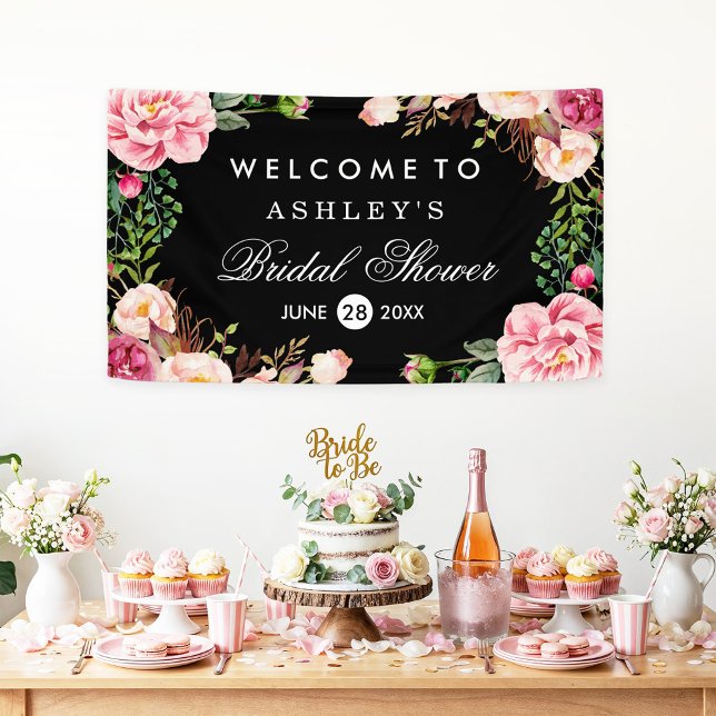 Romantic Rose Floral Wrap Wedding Bridal Shower Banner (Creator Uploaded)