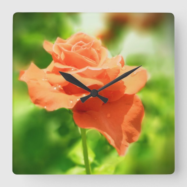 Romantic Rose Flowers #2 Square Wall Clock (Front)