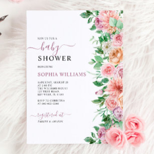 Romantic Rose Flowers Baby Shower Invitation