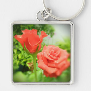 Romantic Rose Flowers Keychain